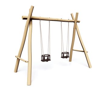 Swing Set With 2 Cradle Seats J498 - timber playground swing for toddlers