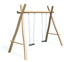 Swing Set With 2 Flat Seats J490 - timber playground swing for children