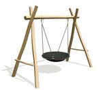 Swing Set With Black Pod Seat J491 - timber playground swing for children - on this page