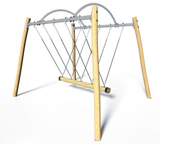 All For One J499 - timber swing set with rope seat for playgrounds