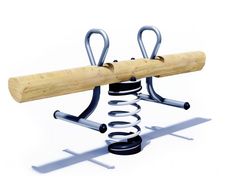 Log Duo J882 - wooden 2 seat spring rocker for playgrounds