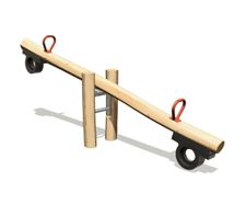 Seesaw J4920 - wooden 2 seat playground seesaw with handles for children