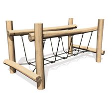 Net Walkway J4902 - wooden balance bridge with rope net for playgrounds