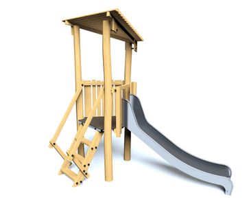 Multiplay Equipment J4930  - wooden climbing frame with slide for children
