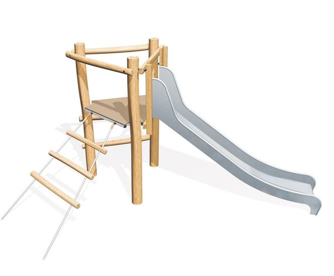 Multiplay Equipment J4931 - wooden climbing and slide play structure