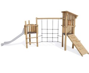 Multiplay Equipment J4932 - wooden playground with slide and climbing