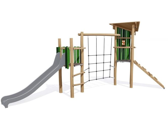 Multiplay Equipment J4932-V - wooden climbing and slide play structure