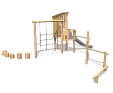 Multiplay Structure J4937 - wooden playground with slide and balance trail