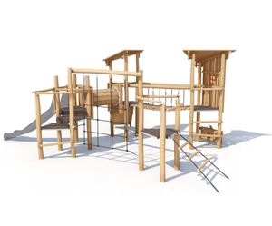 Multiplay Equipment J4947 - wooden playground with slide and climbing wall