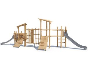 Multiplay Equipment J4939 - wooden playground with slides and climbing