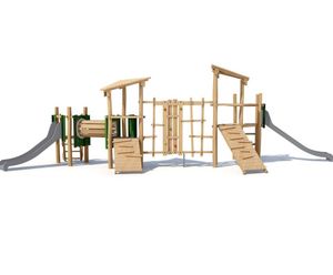 Multiplay Structure J4939-V - wooden playground with slides and climbing