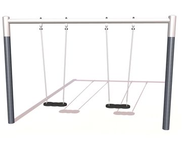Swing Set J477 - steel playground swing with 2 flat rubber seats