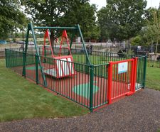 Wheelchair swing with safety barrier and gate (7000181)