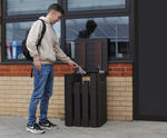 Premium - square recycled plastic woodgrain-effect outdoor litter bin
