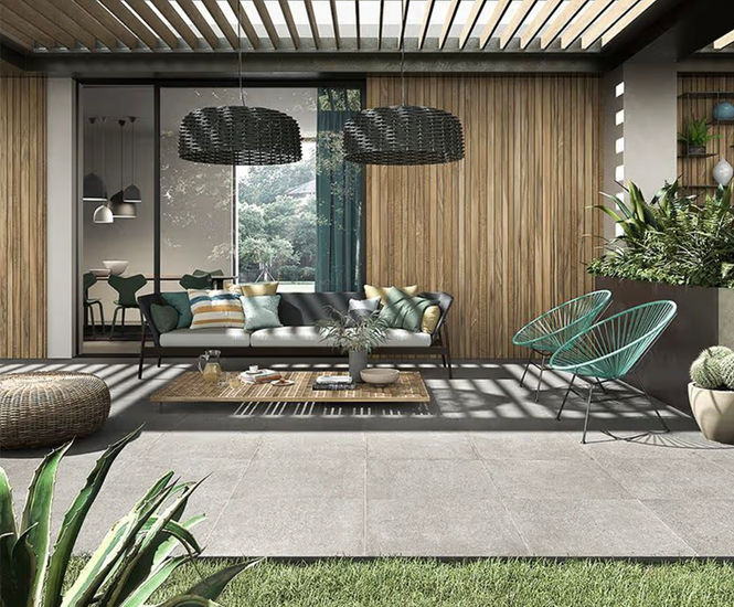 Fosseway Grey Porcelain - contemporary paving tiles
