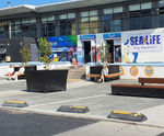 Tapered tree planters and seating for Bray seafront