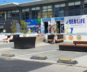 Tapered tree planters and seating for Bray seafront