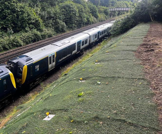 Erosion control solution for railway embankment - Farnborough