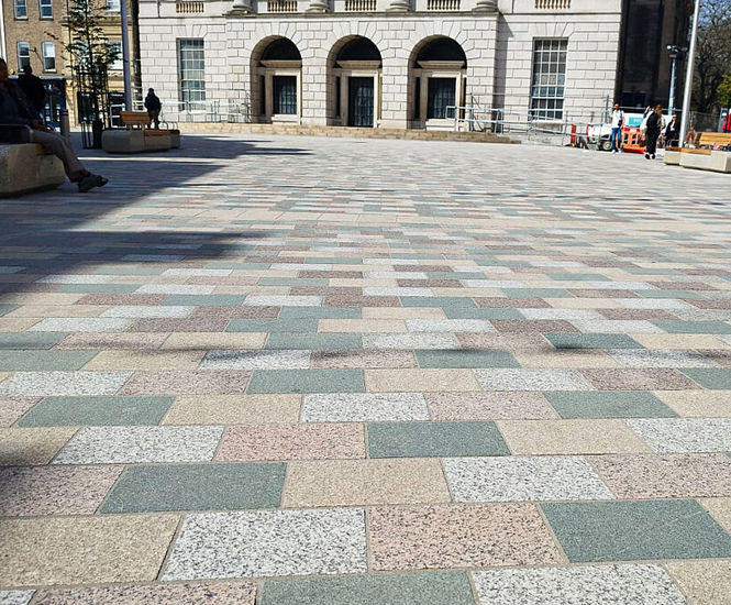 Natural stone paving brings colour to Tindal Square, Chelmsford