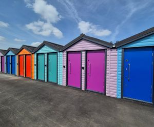 Colourful public toilets brighten busy seaside esplanade