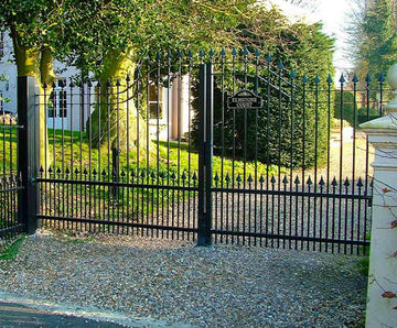 Ornamental arched-top steel gates
