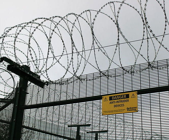 Barbed tape and wire wall / fence / gate topping