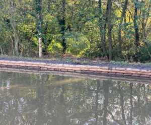 Canal embankment and tow path repair using concrete bagwork