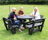Round Picnic Table with Backrests - recycled plastic outdoor seating - on this page