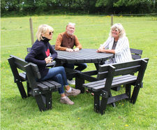 Round Picnic Table with Backrests - recycled plastic outdoor seating