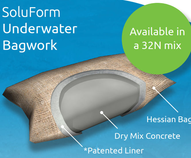 Concretefilled bagwork for underwater placement SoluForm