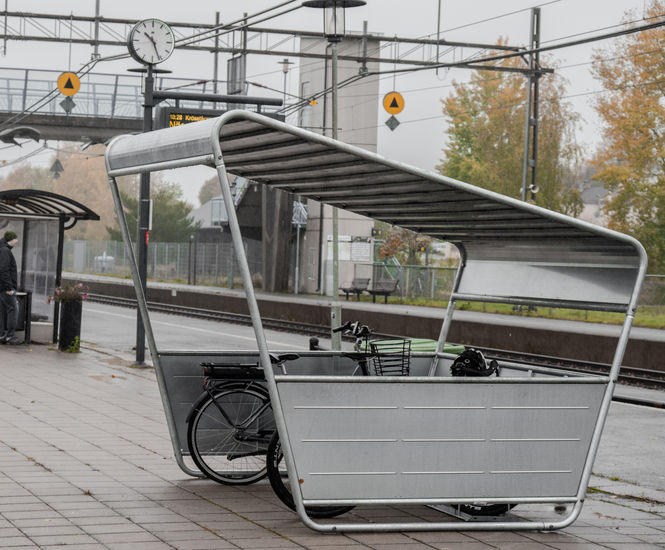 Bicycle Shelter Atria - steel outdoor bike storage with roof and sides