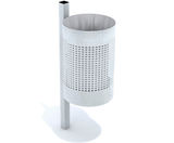 Oxel Litter Bin - small galvanized steel outdoor trash bin, side post - on this page