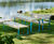 Rosenlund Bench - outdoor metal and wood park seating with arms 1
