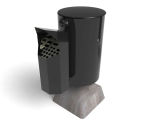 Poppel Litter Bin - outdoor freestanding black bin with ashtray