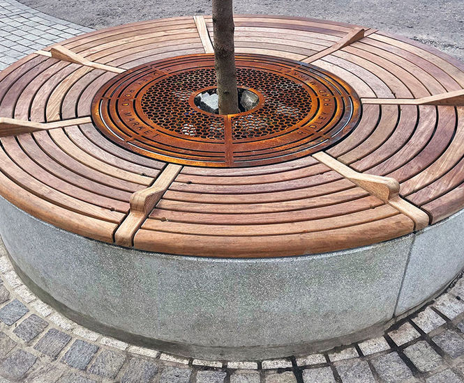 Custom bench with anti-skate fittings for street market