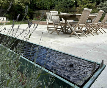 Rill Amaya™ water table with verdigris or aged bronze finish
