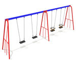 Steel swings with 2 flat & 2 cradle seats