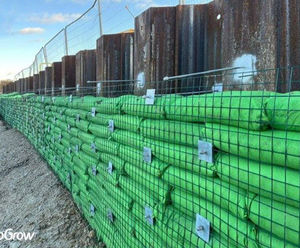Rootlok vegetated retaining wall system greens existing sheet pile wall