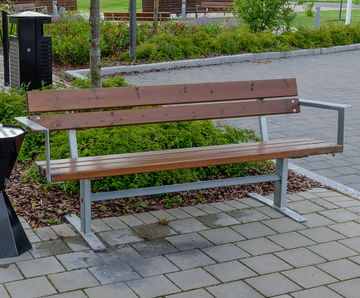 Ekeby Park Bench - bark brown metal outdoor seating with backrest