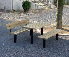 Ekeby Table - outdoor hardwood table with galvanized steel legs