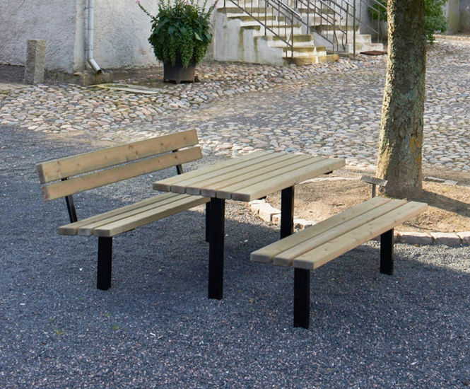 Ekeby Table - outdoor hardwood table with galvanized steel legs
