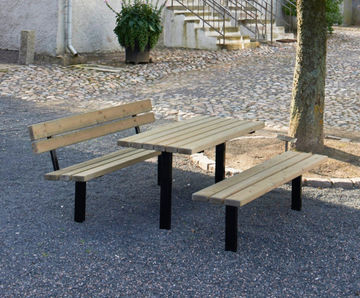 Ekeby Table - outdoor hardwood table with galvanized steel legs