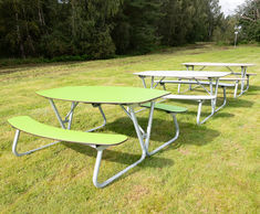 Linnea Picnic Table - green HPL outdoor table with metal frame