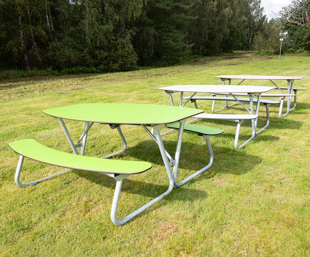 Linnea Picnic Table - green HPL outdoor table with metal frame