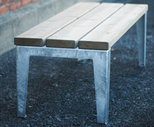 Rox Bench - outdoor pine and metal freestanding park bench