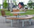 Sofiero 90° Curved Bench - brown wood park bench with metal frame 0