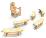 Timber seating for story-telling areas