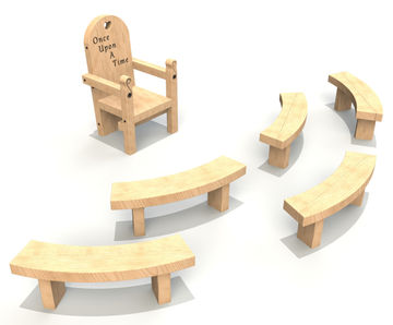 Timber seating for story-telling areas