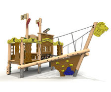 Ship-themed timber play towers