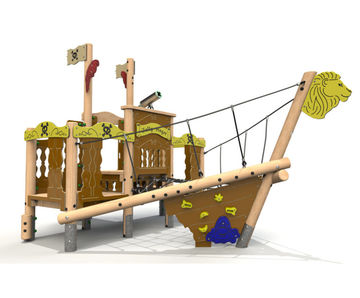 Ship-themed timber play towers